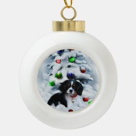 Ornamento De Cerâmica Bola Cavalier King Charles Spaniel Natal