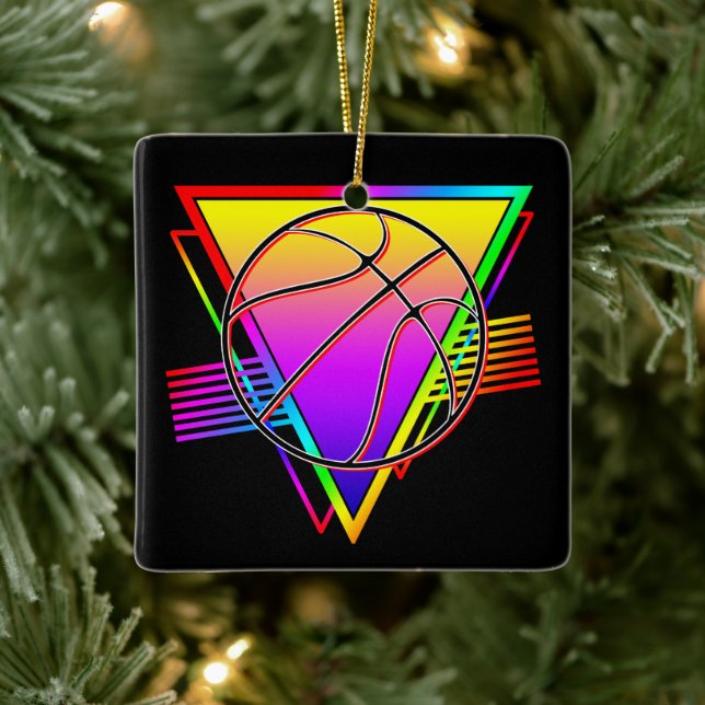 Ornamento De Cerâmica Bola de Basquete Retro Moderna (Árvore)