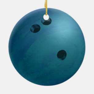 Ornamento De Cerâmica Bola de boliche azul