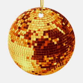 Ornamento De Cerâmica Bola de discoteca retrô brilho glitter dourado ani