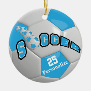 Ornamento De Cerâmica Bola de futebol - Azul-bebê   Personalizar
