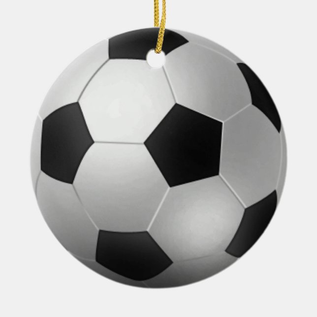 Ornamento De Cerâmica Bola de futebol customizável Chirstmas (Frente)