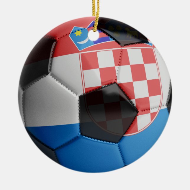 Ornamento De Cerâmica Bola de futebol da bandeira de Croatia (Frente)