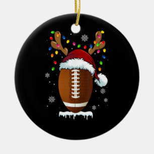 Ornamento De Cerâmica Bola de Futebol de Natal Luzes de Papai Noel Engra