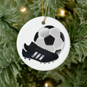 Ornamento De Cerâmica Bola de Futebol e Sapato de Natal