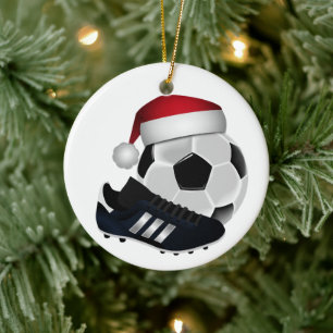 Ornamento De Cerâmica Bola de Futebol e Sapato de Natal