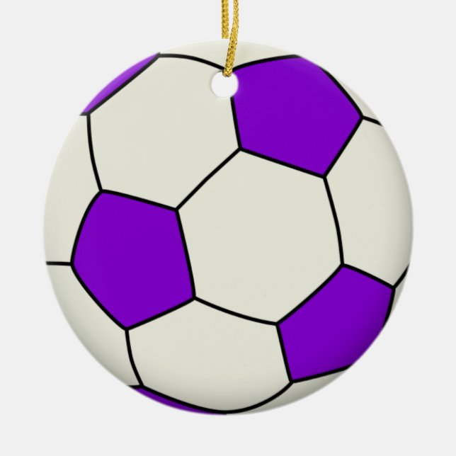 Ornamento De Cerâmica Bola de futebol em roxo (Frente)
