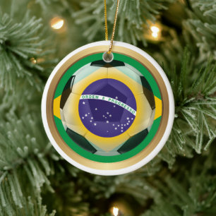 Ornamento De Cerâmica Bola de Futebol Esportes Brasil