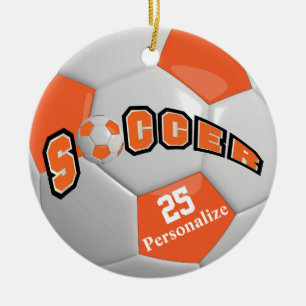 Ornamento De Cerâmica Bola de Futebol Laranja Personalizar