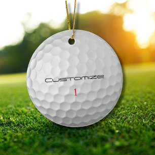 Ornamento De Cerâmica Bola de Golfe com Texto e Número Personalizados