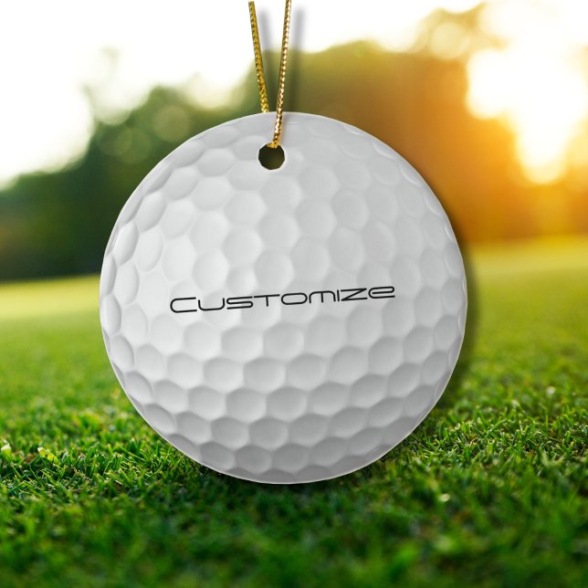 Ornamento De Cerâmica Bola de Golfe com Texto Personalizado (Criador carregado)