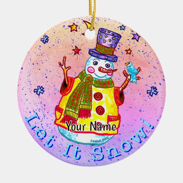 Ornamento De Cerâmica Bola de Neve Estrela (Frente)