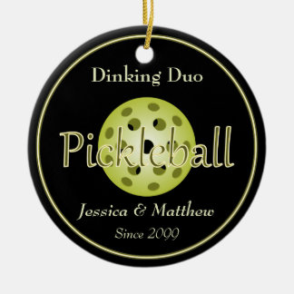 Ornamento De Cerâmica Bola de Pickleball de Casal Duo Dinamarquês