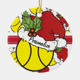 Ornamento De Cerâmica Bola de Tênis de Natal | Personalizar
