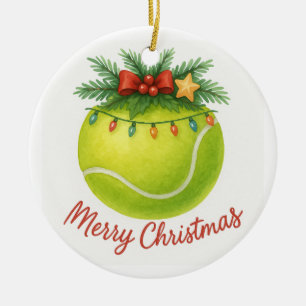 Ornamento De Cerâmica Bola de Tênis Feliz Natal Férias