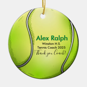 Ornamento De Cerâmica Bola de Tênis personalizada divertida em forma