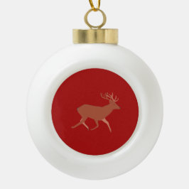 Ornamento De Cerâmica Bola Deer Walking Festivo Red Brown Fundo