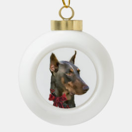 Ornamento De Cerâmica Bola Doberman Pinscher Christmas