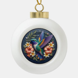 Ornamento De Cerâmica Bola Enfeite de Beija-Flor Tropical – Floral Colorido