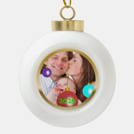 Ornamento De Cerâmica Bola Enfeites de natal de fotos personalizado