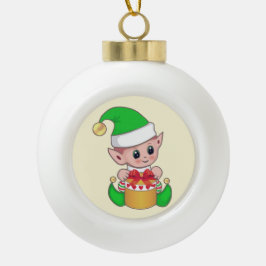 Ornamento De Cerâmica Bola Fada de Natal fofa & caixa de presente em marfim