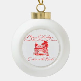 Ornamento De Cerâmica Bola Feliz Natal de Nossa Casa para o Seu Natal