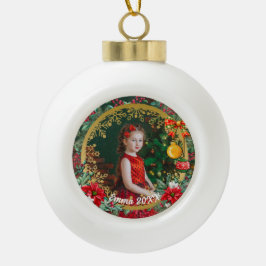 Ornamento De Cerâmica Bola Feliz Natal e Feliz ano novo por Amor
