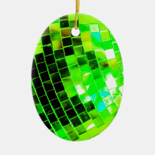 Ornamento De Cerâmica Bola Funky verde do disco