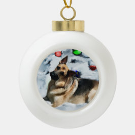 Ornamento De Cerâmica Bola German shepherd Natal