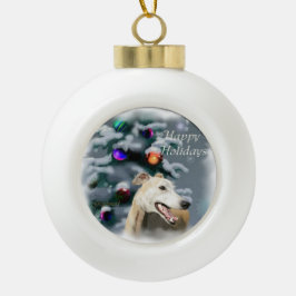Ornamento De Cerâmica Bola Greyhound Christmas
