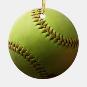Ornamento De Cerâmica Bola Inteira de Softball Amarelo