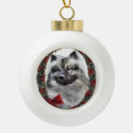 Ornamento De Cerâmica Bola Keeshond Christmas