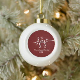 Ornamento De Cerâmica Bola Letreiro de Alegria de Natal Flocos de Neve Rosa D