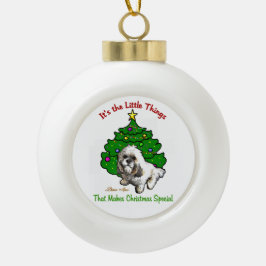 Ornamento De Cerâmica Bola Lhasa Apso Christmas