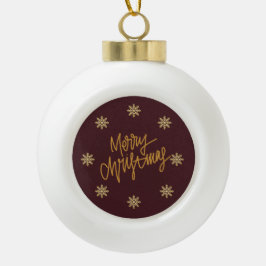 Ornamento De Cerâmica Bola Luxury Burgundy & Gold Merry Christmas Bauble 