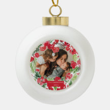 Moldura de flor de aquarela de Natal FotoCerâmi