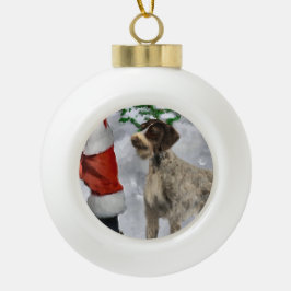 Ornamento De Cerâmica Bola Natal do ponteiro alemão com cabeleireiro