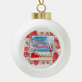 Ornamento De Cerâmica Bola Natal Fofo e Brilhante