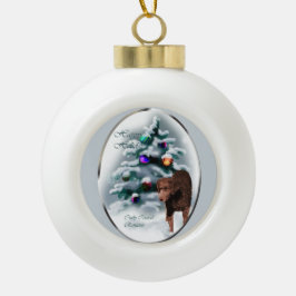 Ornamento De Cerâmica Bola Natal para o Retriever Coated Curly