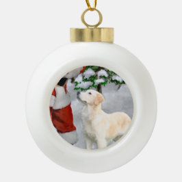 Ornamento De Cerâmica Bola Natal para ouro Retriever