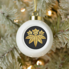 Ornamento De Cerâmica Bola Oriental Faux Dourado Kamakura Minamoto Japão Mon 