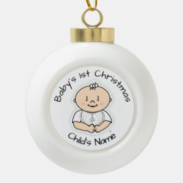 Ornamento De Cerâmica Bola Ornament de natal de 1rua de bebê - personalizável