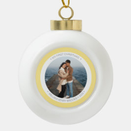 Ornamento De Cerâmica Bola Personalized Snowflake Framed Ornament