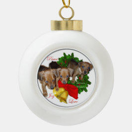 Ornamento De Cerâmica Bola Pinscher Alemão Puppies Natal