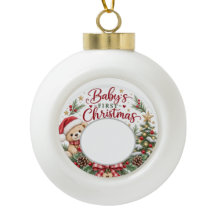 Primeiro Natal do Bebê Enfeite Personalizado com F
