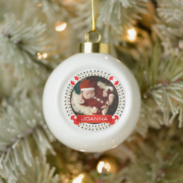 Ornamento De Cerâmica Bola Primeiro Natal Floral de Natal do Bebê Foto
