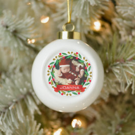Ornamento De Cerâmica Bola Primeiro Natal Floral de Natal do Bebê Foto