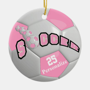 Ornamento De Cerâmica Bola Rosa de Futebol Personalizar