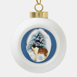 Ornamento De Cerâmica Bola Santo Bernard Christmas