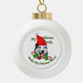 Ornamento De Cerâmica Bola Siberian Husky Natal